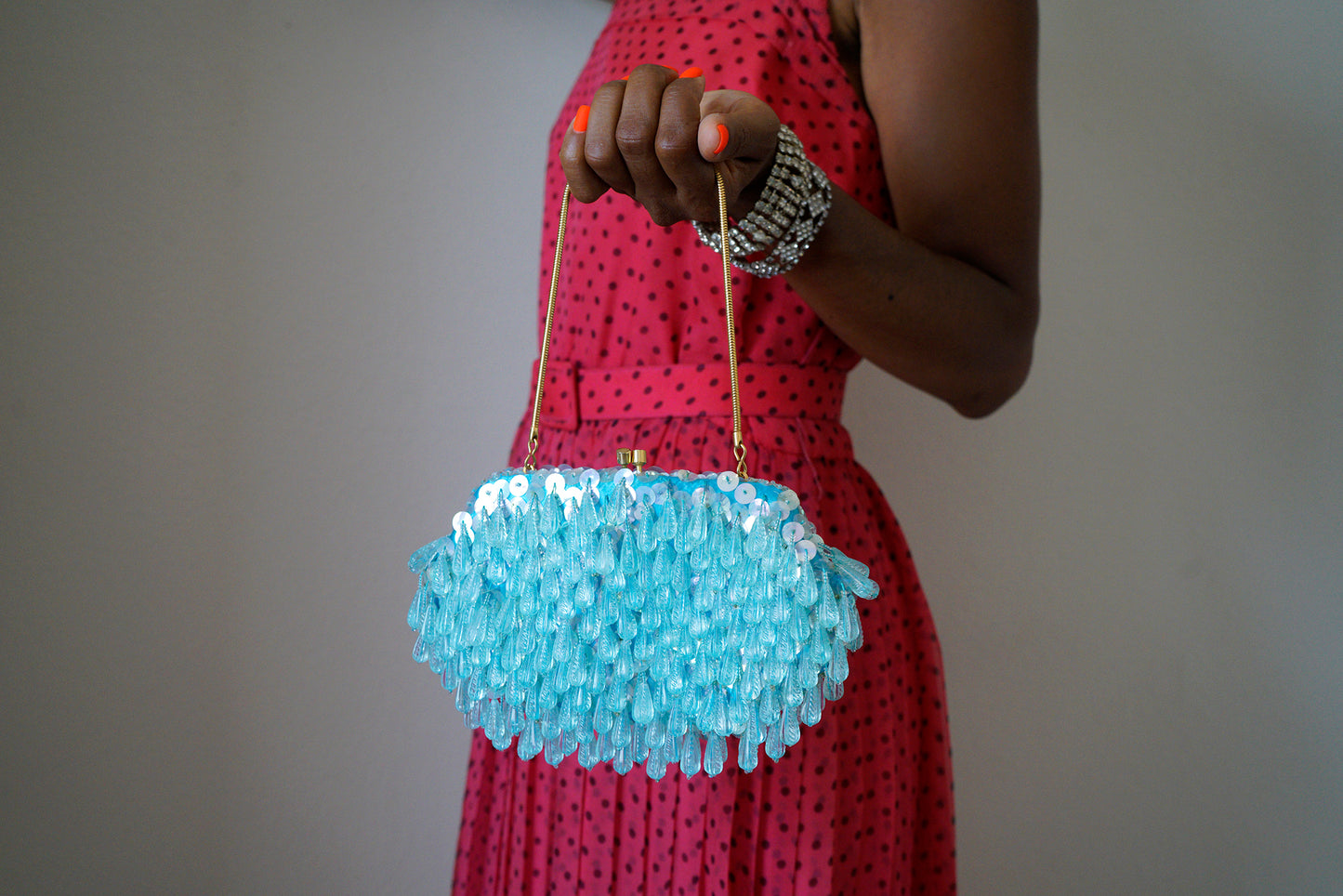 Vintage Maison Blanche Blue Beaded Purse