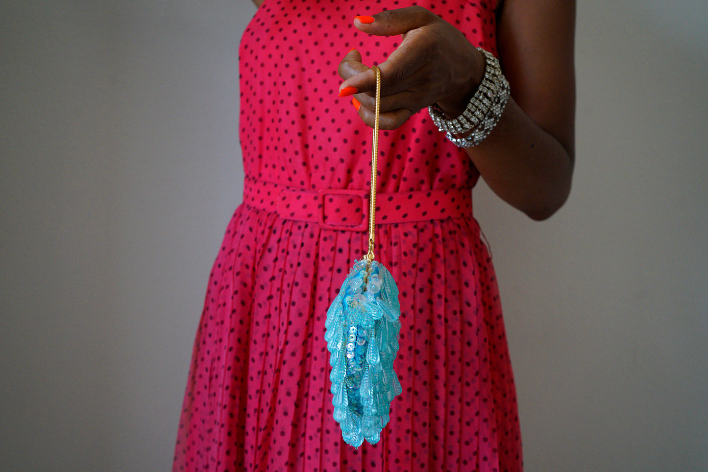 Vintage Maison Blanche Blue Beaded Purse