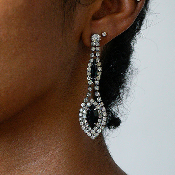 Vintage B&W Rhinestone Earrings