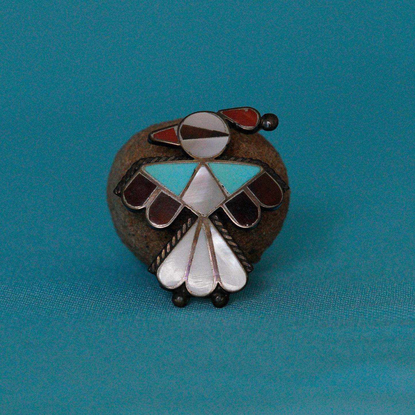 Vintage Sterling Zuni Thunderbird Pendant