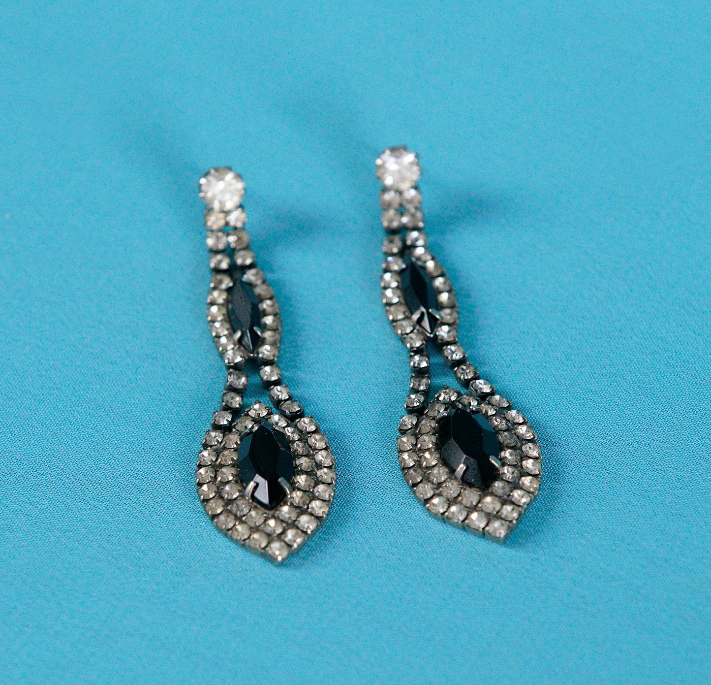 Vintage B&W Rhinestone Earrings