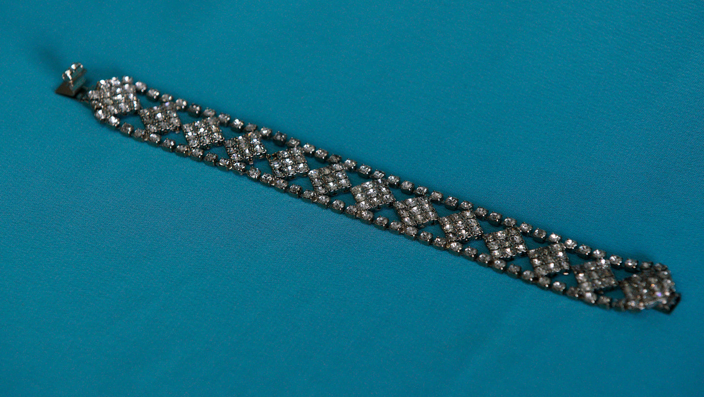 Vintage Rhinestone Diamond-Shaped Bracelet