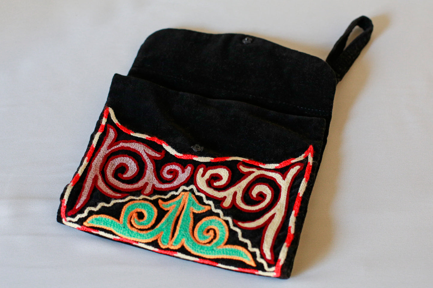 Black Velvet Embroidered Clutch