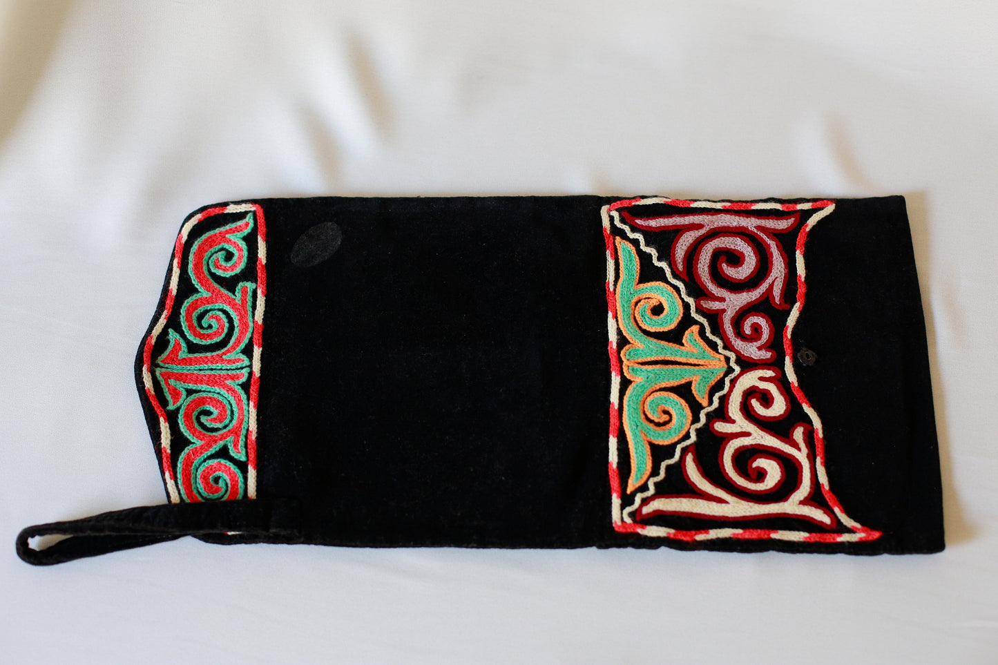 Black Velvet Embroidered Clutch