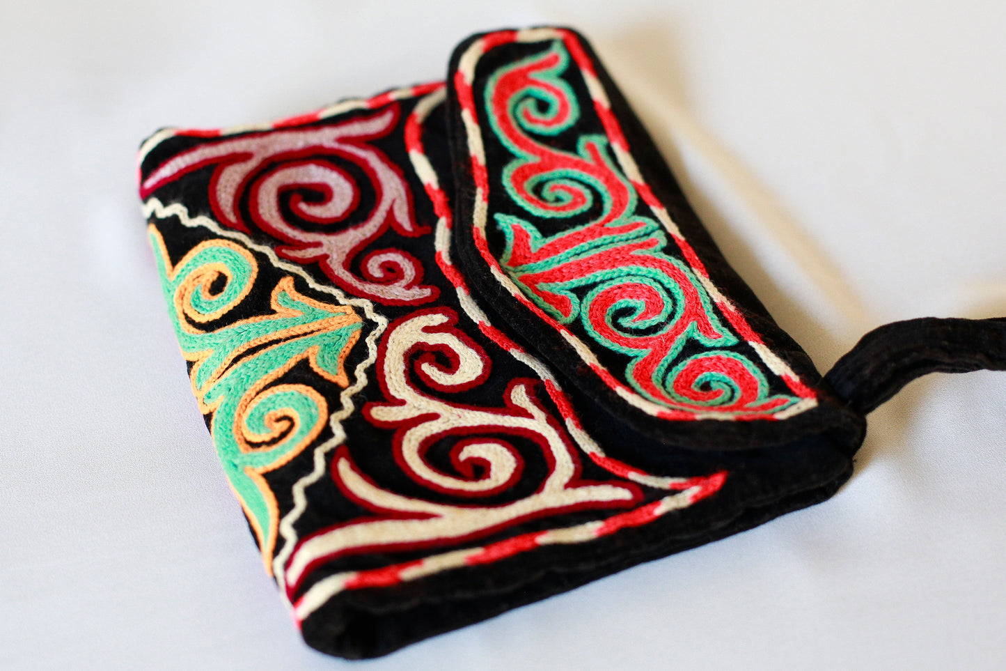 Black Velvet Embroidered Clutch