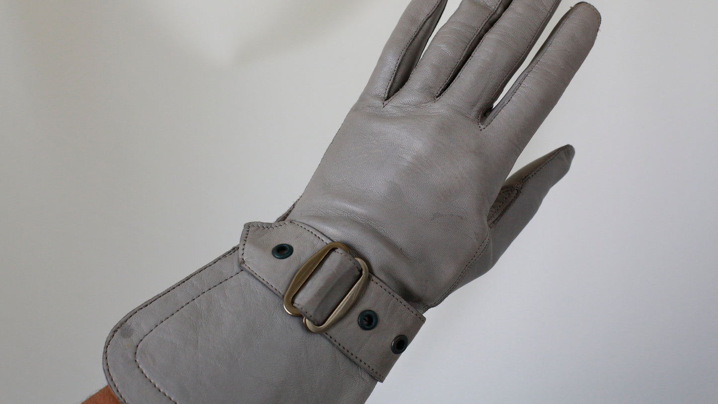 Grey Leather Gloves